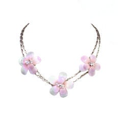 Vintage Chanel purplre/pink camellia necklace