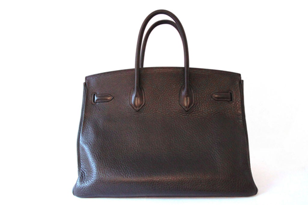 Women's Hermes Ebene Clemence Leather Birkin Bag
