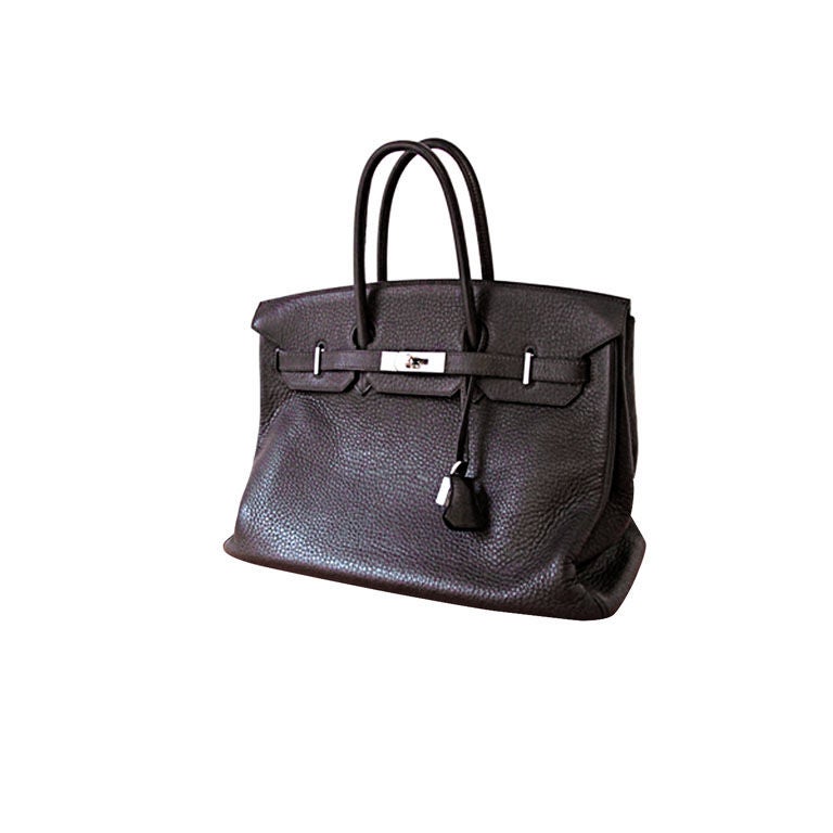 Hermes Ebene Clemence Leather Birkin Bag