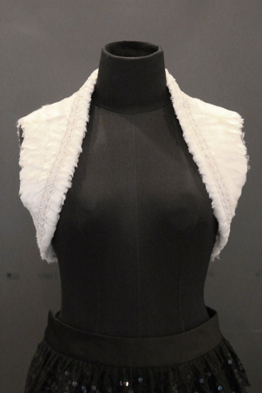 J.MENDEL WHITE PERSIAN LAMB VEST W/ BEADED TRIMS