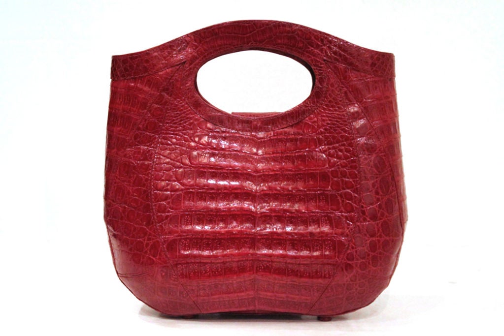 Women's Nancy Gonzalez Red Glazed Crocodile Leather Handbag