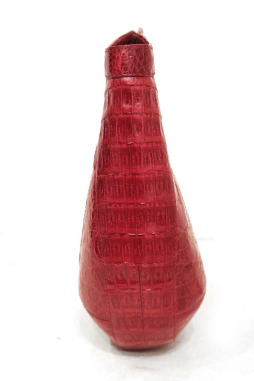 Nancy Gonzalez Red Glazed Crocodile Leather Handbag 1