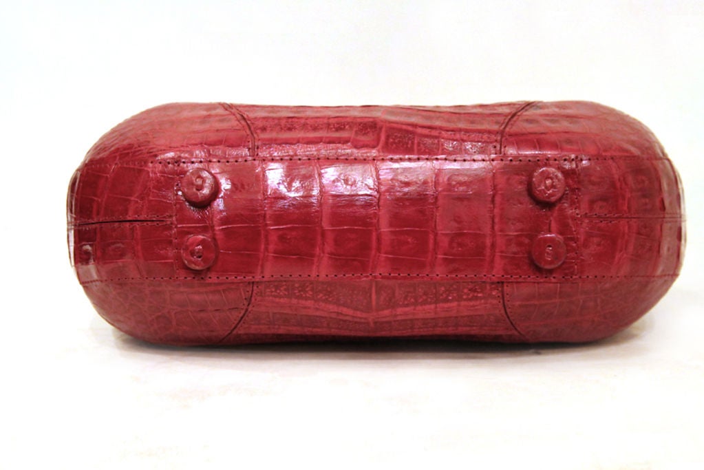 Nancy Gonzalez Red Glazed Crocodile Leather Handbag 2