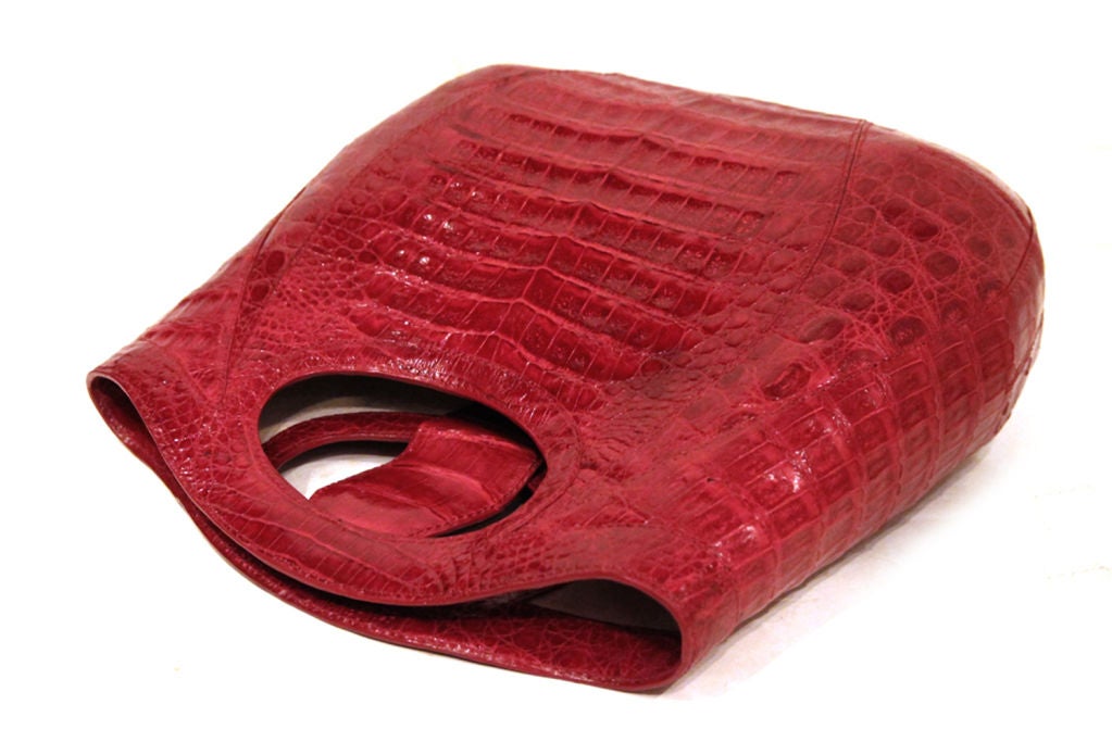 Nancy Gonzalez Red Glazed Crocodile Leather Handbag 3