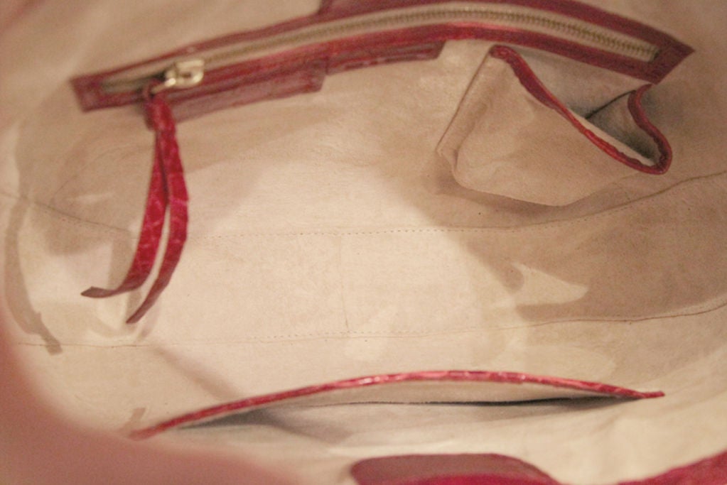 Nancy Gonzalez Red Glazed Crocodile Leather Handbag 4