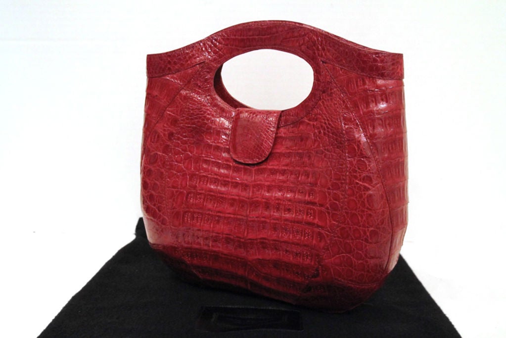 Nancy Gonzalez Red Glazed Crocodile Leather Handbag 6