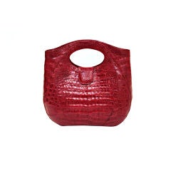 Nancy Gonzalez Red Glazed Crocodile Leather Handbag