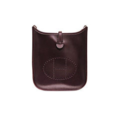 HERMES RAISIN LEATHER MINI EVELYNE BAG