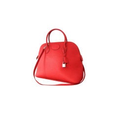 Hermes Rouge Fjorde Leather Bolide Bag