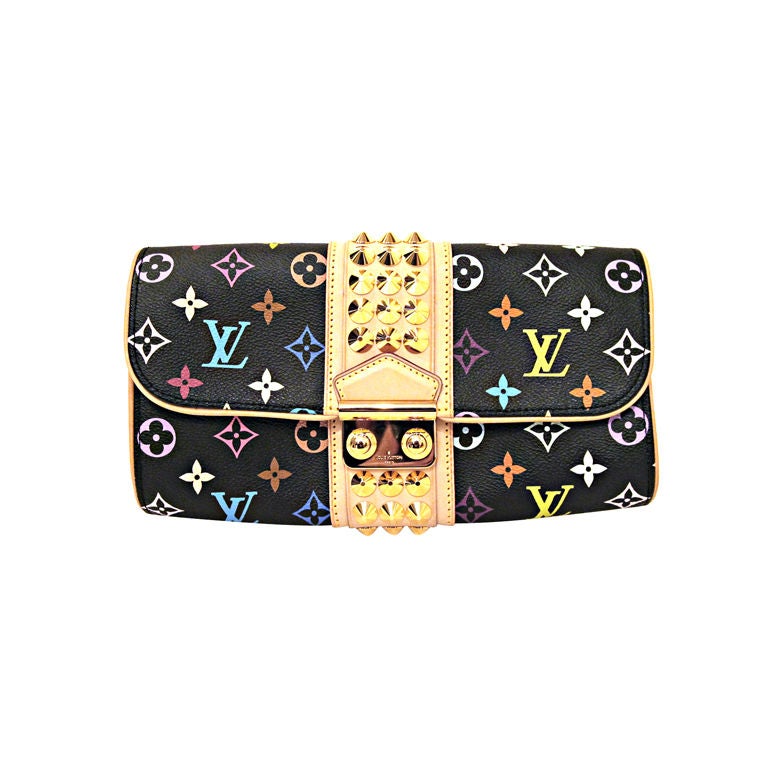 LOUIS VUITTON Black Monogram Multicolor Courtney Clutch Bag at