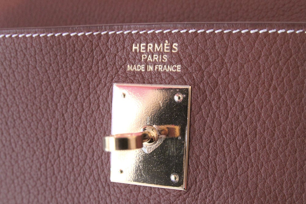 HERMES 2001 COGNAC FJORD KELLY 35 CM BAG W/ STRAP 3