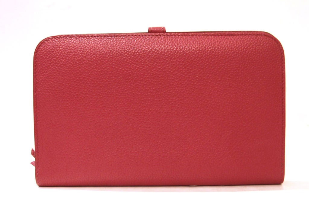 HERMES RED TOGO LEATHER DOGON COMBINED WALLET