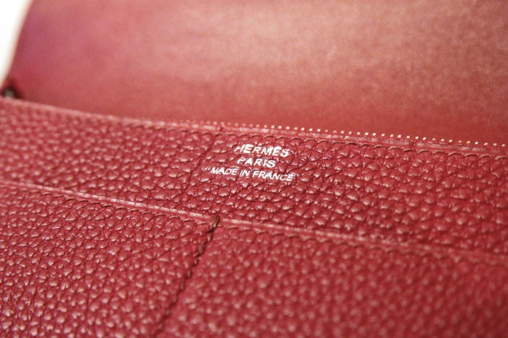 HERMES RED TOGO LEATHER DOGON COMBINED WALLET at 1stdibs