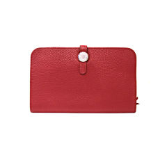 HERMES RED TOGO LEATHER DOGON COMBINED WALLET