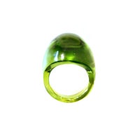 LALIQUE GREEN CRYSTAL DOME RING - SZ 5