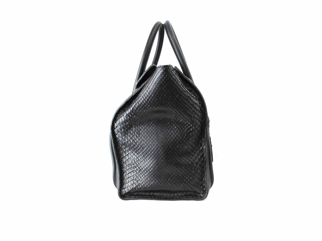 Women's Celine black python luggage tote