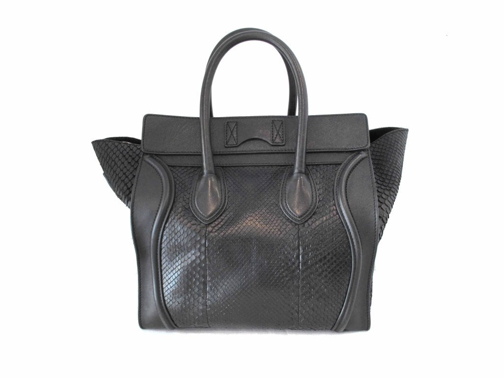 Celine black python luggage tote 3