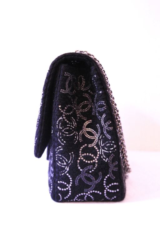 Chanel Tweed Boucle & Crystal Classic Jumbo Flag Bag 2