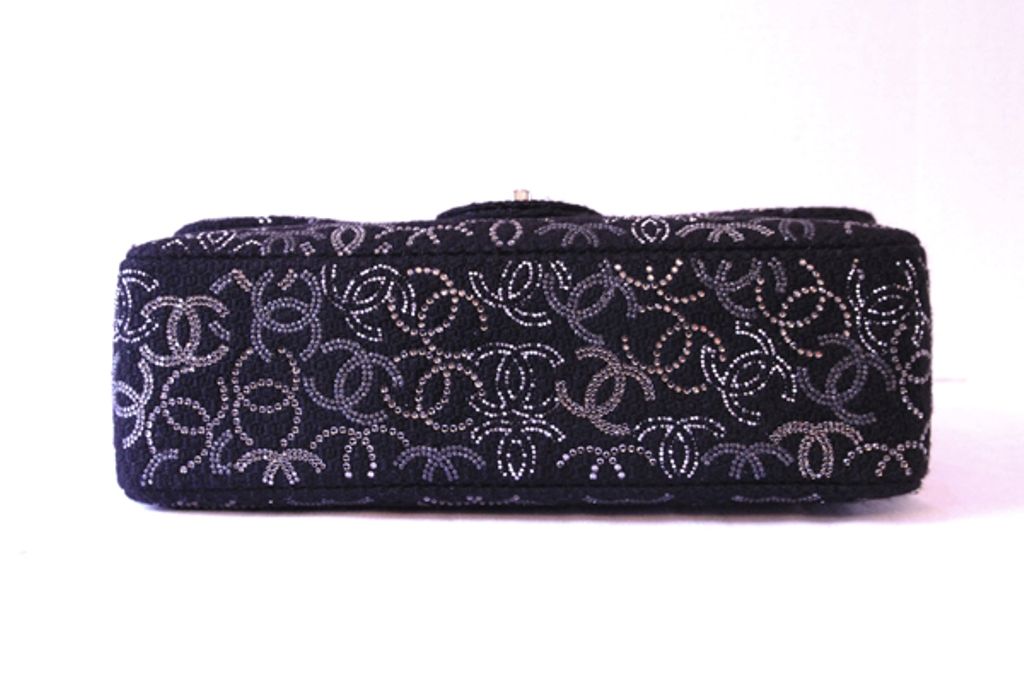 Chanel Tweed Boucle & Crystal Classic Jumbo Flag Bag 3