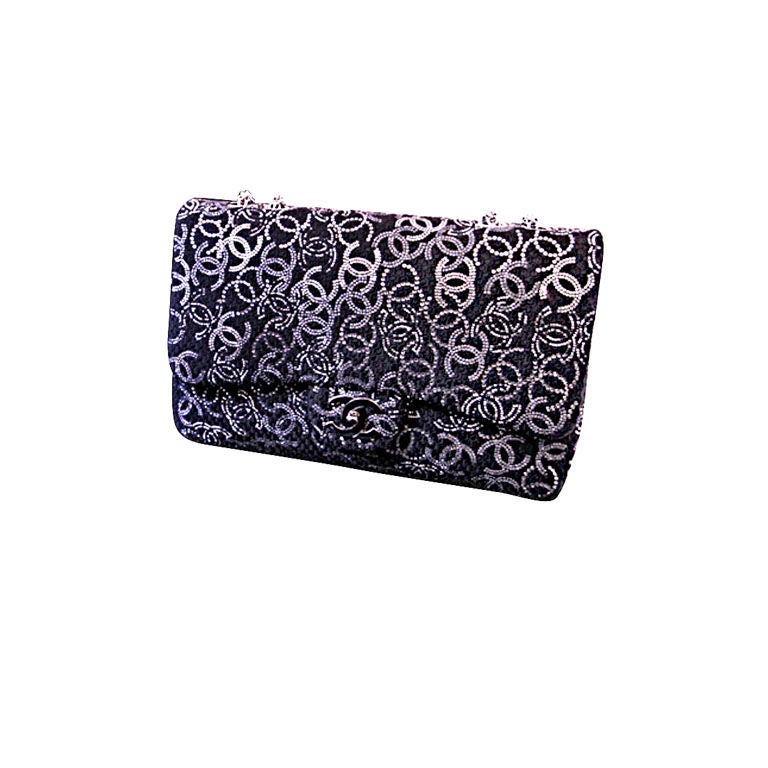 Chanel Tweed Boucle & Crystal Classic Jumbo Flag Bag