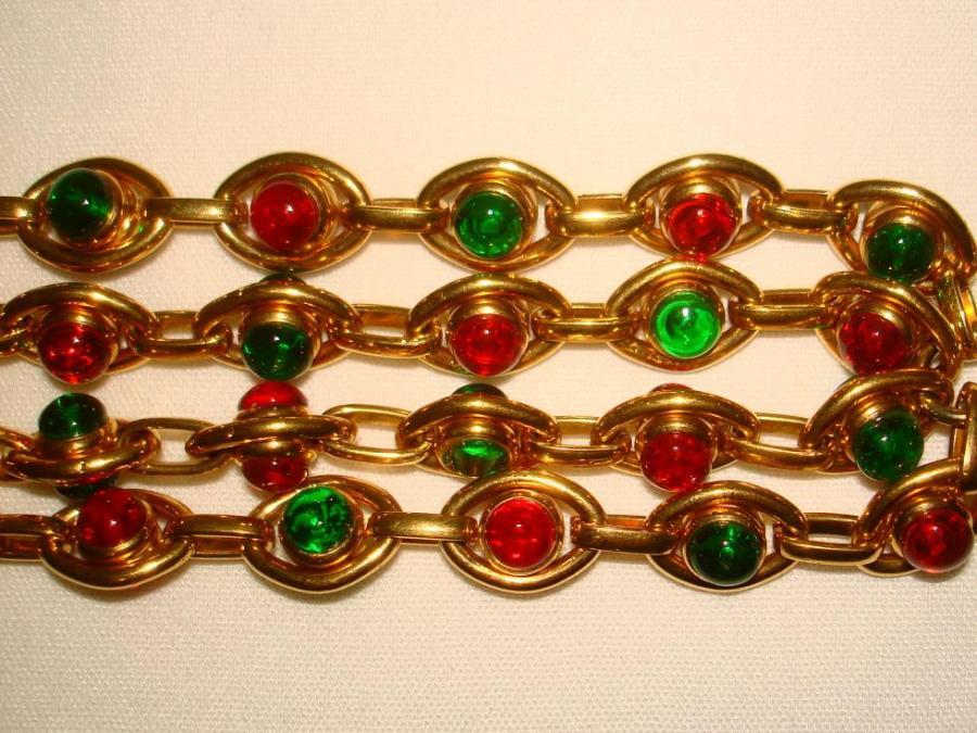 Chanel Gripoix Glass Golden Double Chain Necklace 1