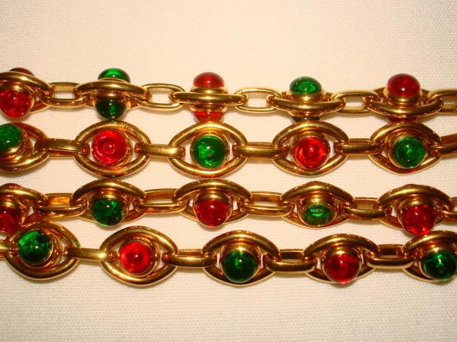 Chanel Gripoix Glass Golden Double Chain Necklace 2