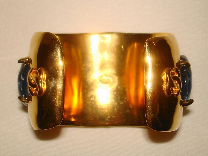 Chanel 97a Multi Color Glass Golden Cuff Bracelet 4