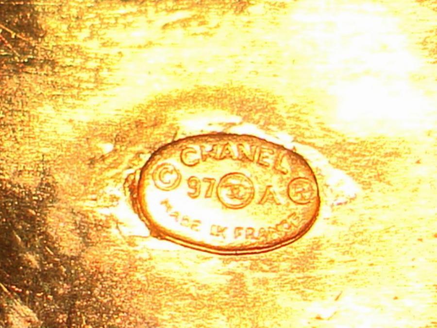 Chanel 97a Multi Color Glass Golden Cuff Bracelet 5