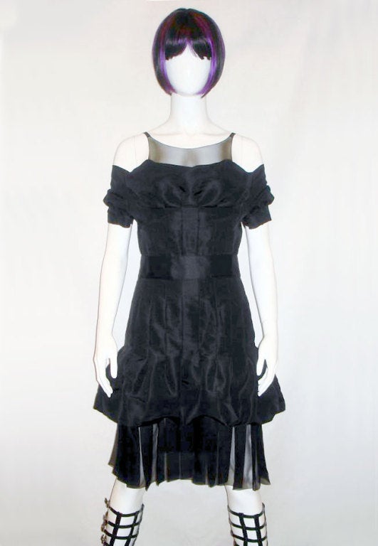 Chanel 05A Black Silk Layer Dress - Sz 40
