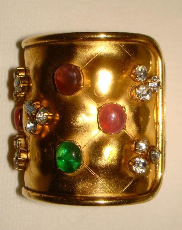 Chanel Multi Poured Glass Golden Cuff Bracelet 1