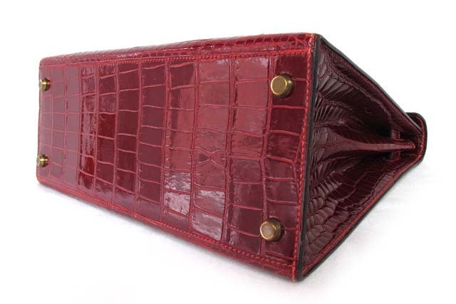 Hermes Porosus Crocodile Leather Red Kelly Bag 2