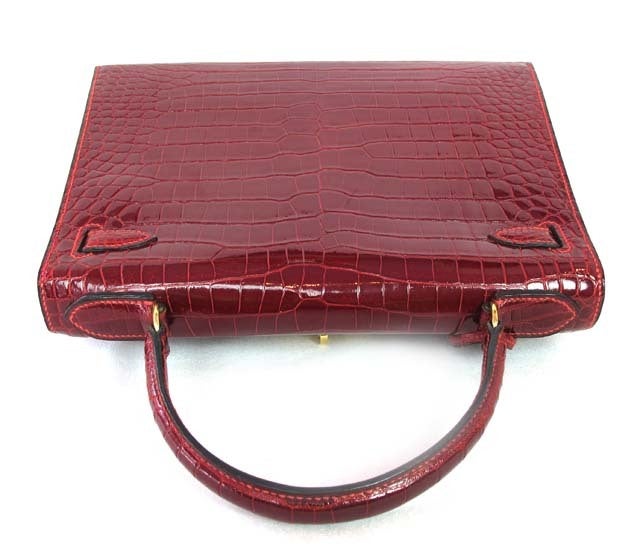 Hermes Porosus Crocodile Leather Red Kelly Bag 4