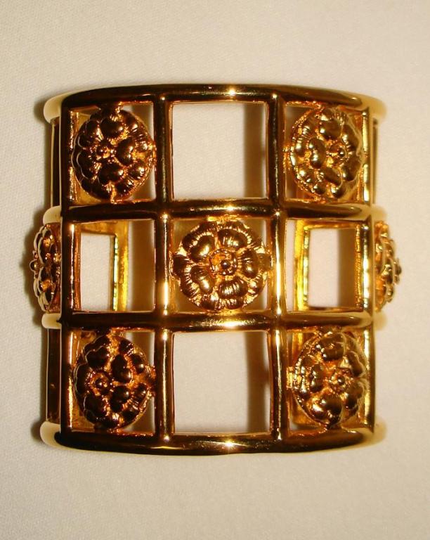 Women's Chanel Golden Multi Camellia Cage Cuff Bracelet