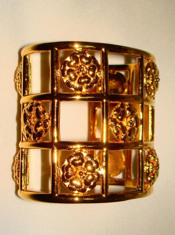 Chanel Golden Multi Camellia Cage Cuff Bracelet 1