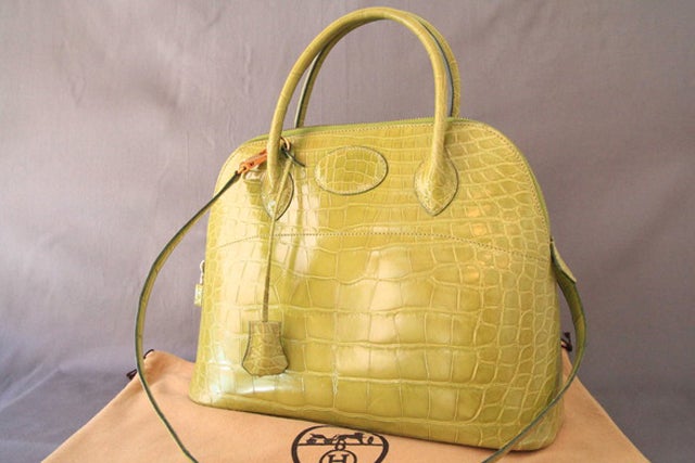 Hermes Vert Anis Crocodile Bolide 32 Cm Bag