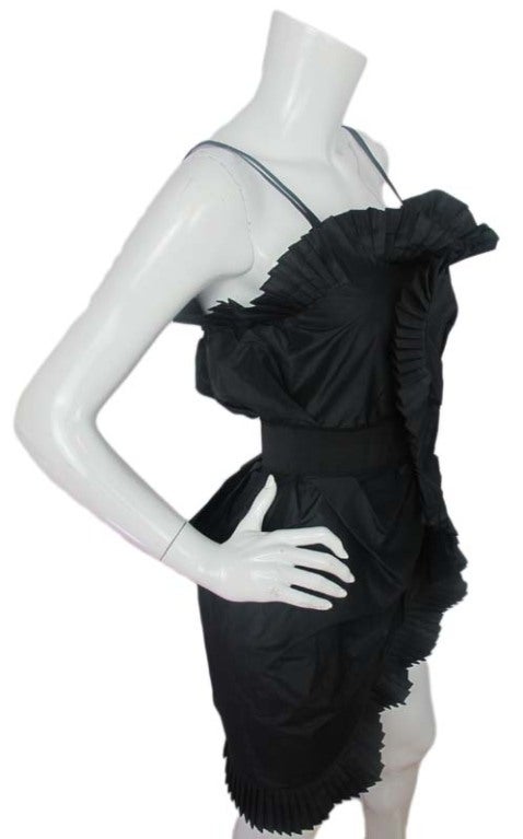 CHRISTIAN DIOR Black Taffeta Spaghetti Strap Dress