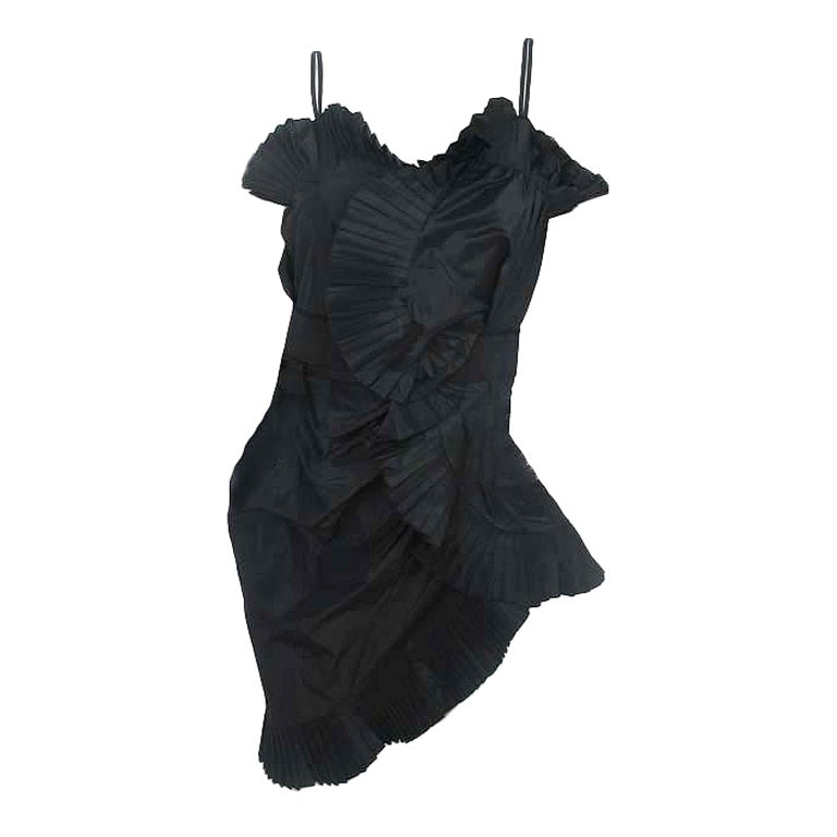 CHRISTIAN DIOR Black Taffeta Spaghetti Strap Dress