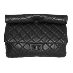 CHANEL Sac Class Rabat Black Quilted Leather Clutch