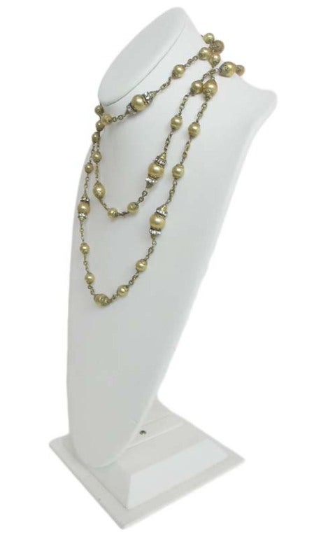 Women's CHANEL Three Star Couture Goosens Gold Pearl Necklace