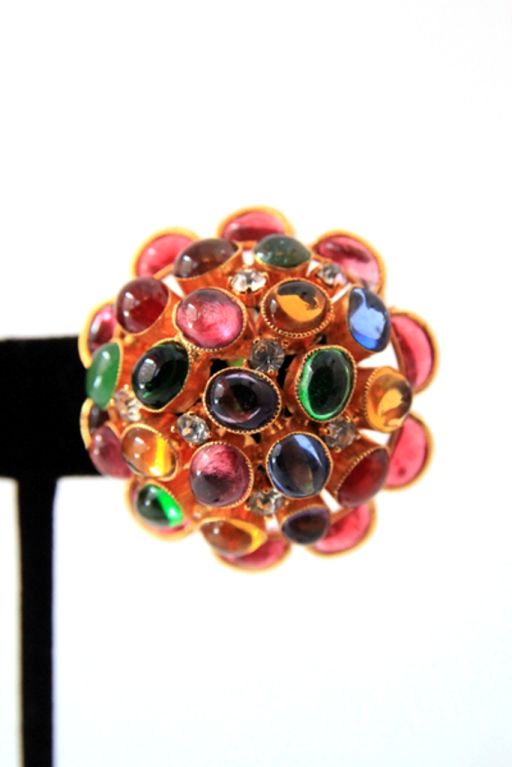 Women's Chanel Multi-color Gripoix Rhinestone Earrings