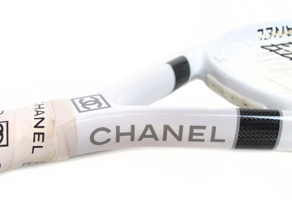 CHANEL White With Black Tennis Racket & Ball 1