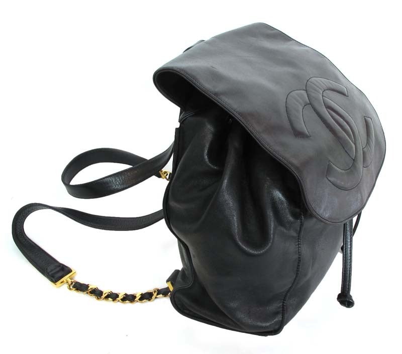 black and gold leather backpack