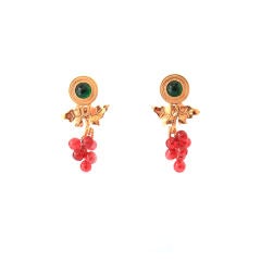 Retro Chanel Green/ Red Gripoix Grape Earrings