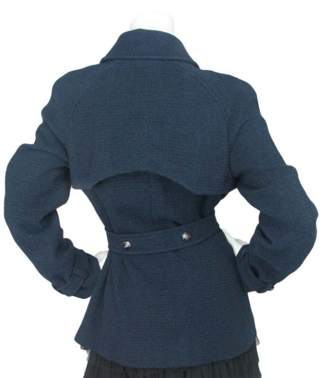 CHANEL Blue Tweed Jacket With Belt 1
