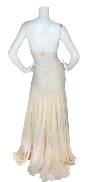 HERVE LEGER Cream Gown With Crystal Top SZ - S 1