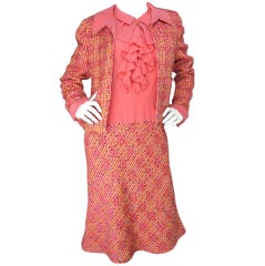 CHANEL Peach Tweed Dress & Jacket