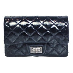 Chanel Black Quilted Patent Leather 2.55 Clutch