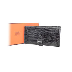 Hermes Grey Alligator Bearn Wallet