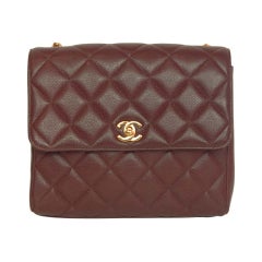 CHANEL Burgundy Caviar Leather Vintage Crossbody Flap