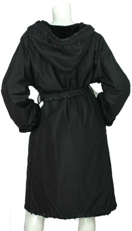 J.MENDEL Black Sheared Mink Reversible Coat With Sash 1